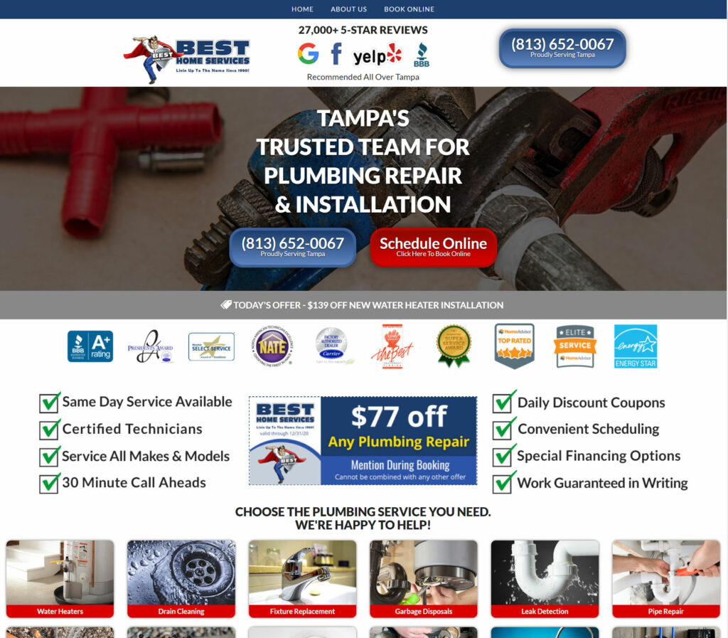 plumbing home service business website