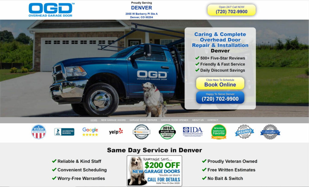 best garage door company WordPress websites