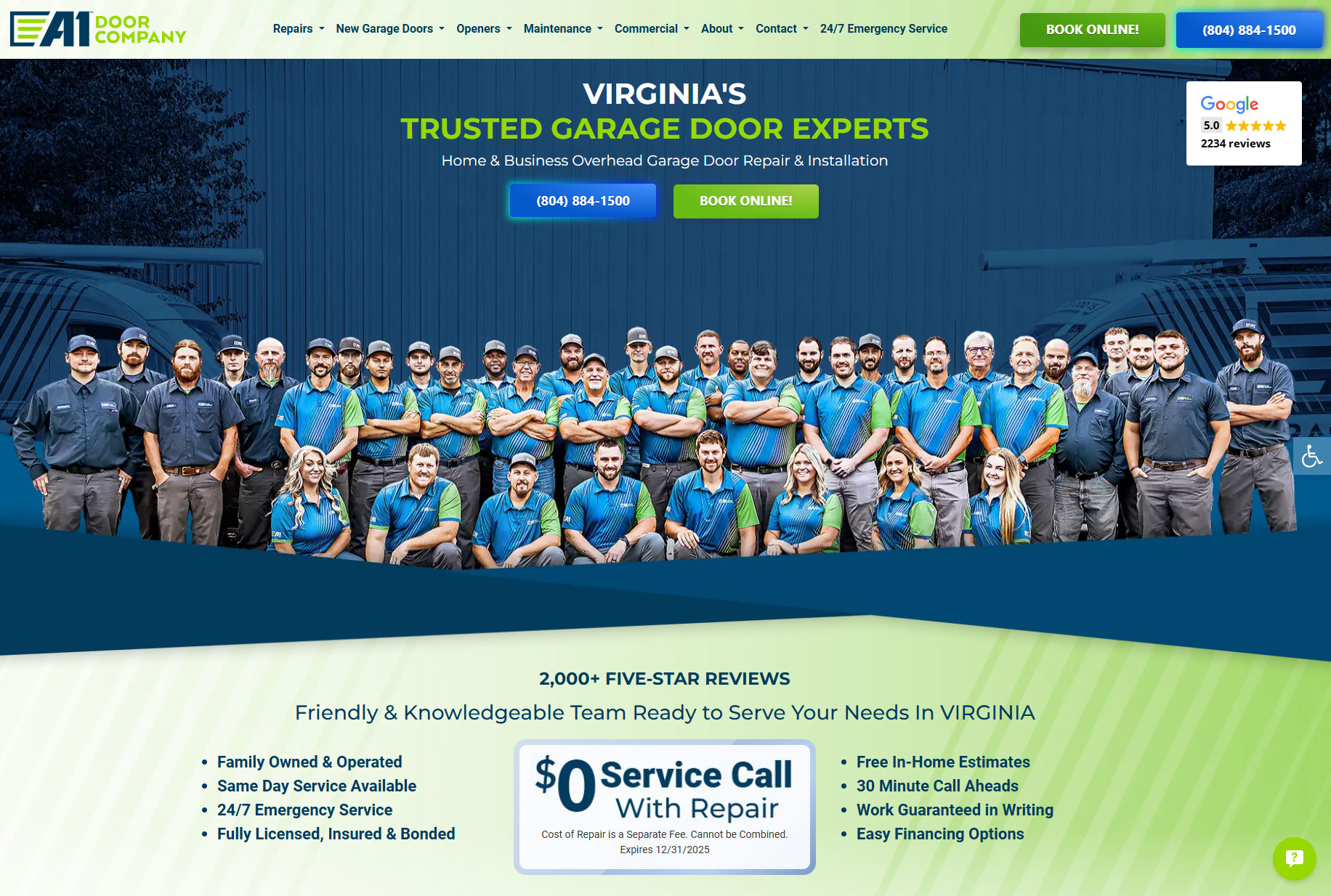 Seo optimized a-1 door company website