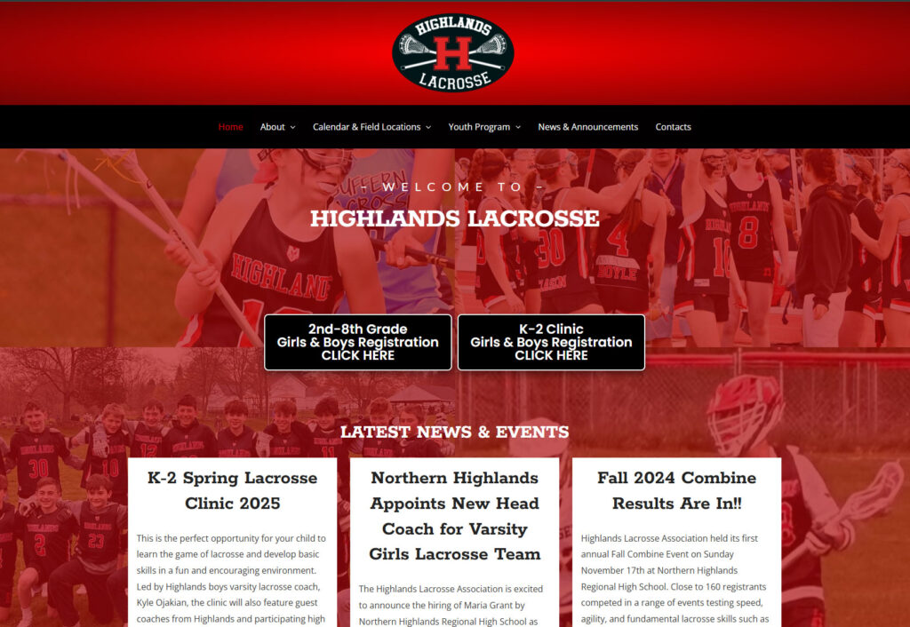 highlands lacross website design & build