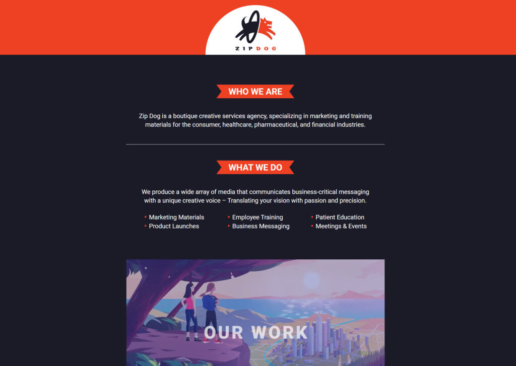 zipdog.net media production company website build