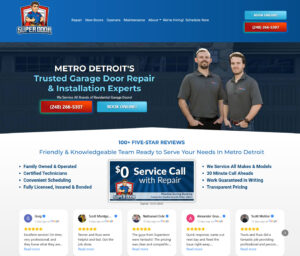 super door garage door service website design