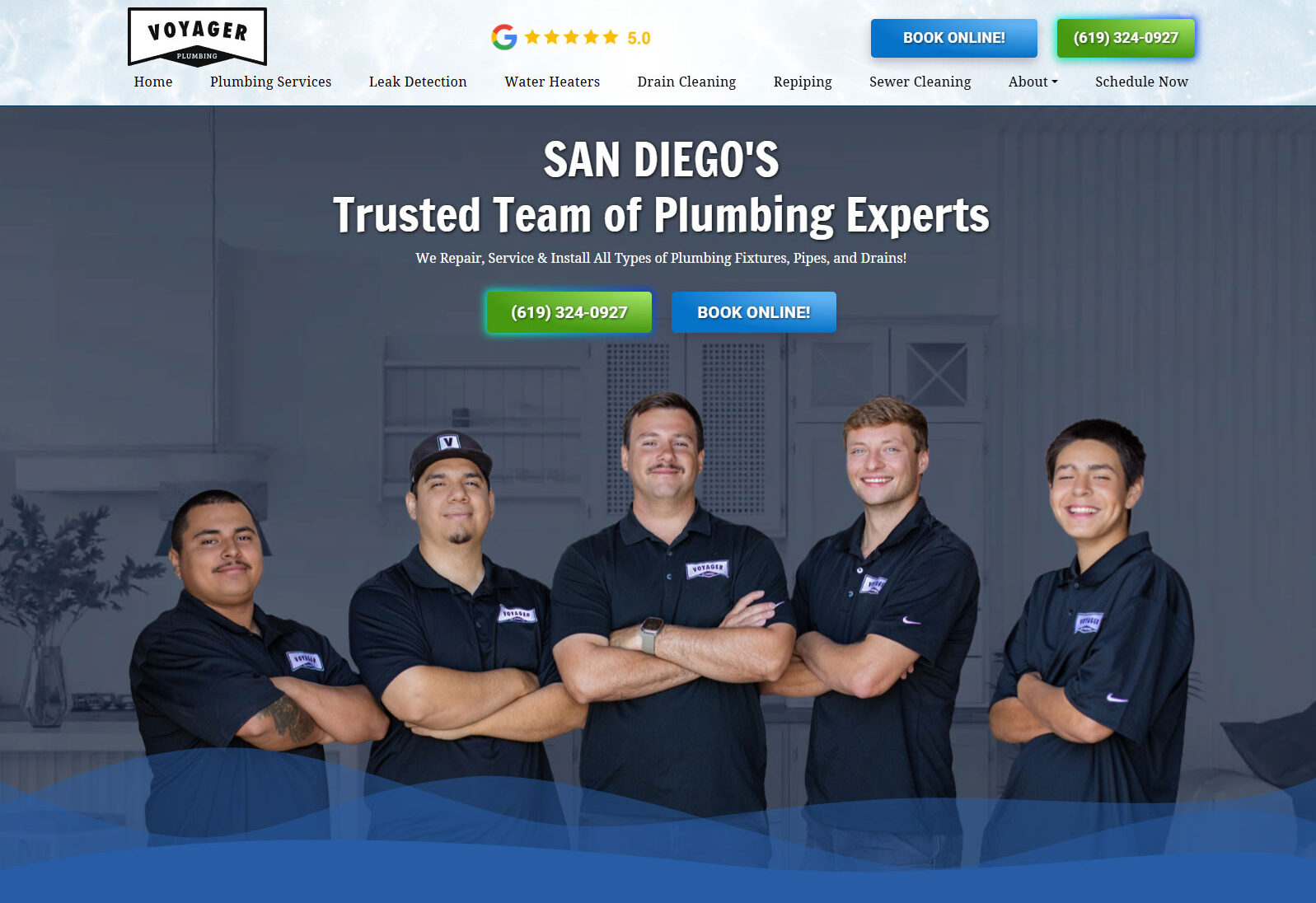 voyager plumbing website designed